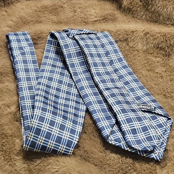 Burberry Blue Plaid Silk Tie with Yellow Accents - Picture 3 of 4